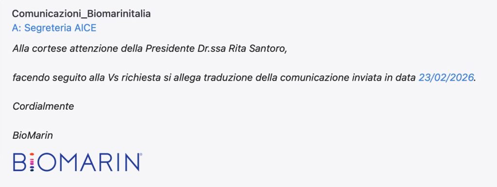 Comunicazione biomarin italia per AICE